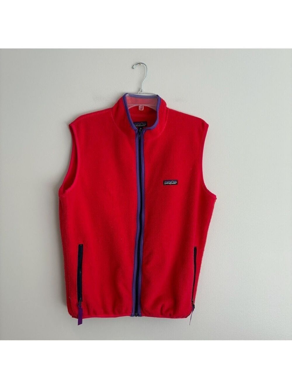 Patagonia Synchilla 90’s Red and Purple Lined Fleece Zip-up Vest Size XL